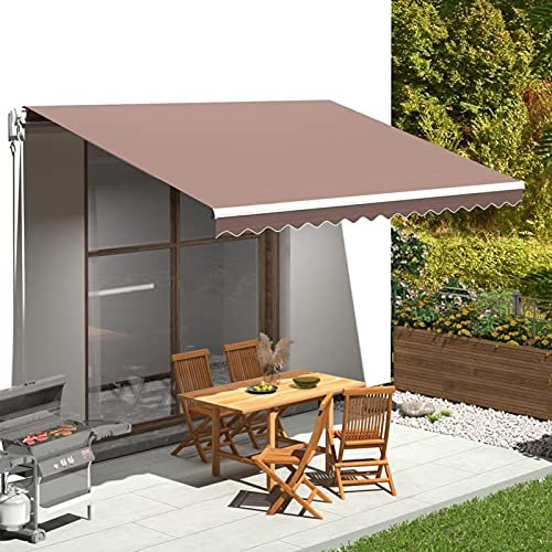 Festnight Tessuto per Tende da Sole, Tende a Rullo per Esterno, Tessuto di Ricambio per Tenda da Sole Marrone 4,5x3,5 m