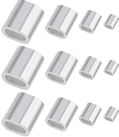 The Lord of the Tools 200PCS Aluminium Ferrules 1/2/3/4mm Crimping Loop Sleeve Oval Wire Rope Sleeve for Metal Wire Ropes Cable Clothesline Compression Looping 50PCS Each Size