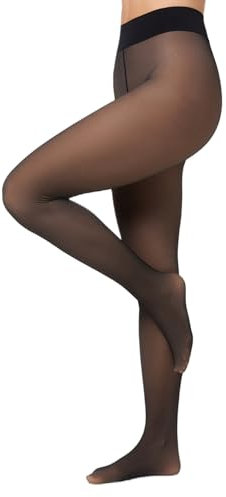 Nur Die Warm & Transparent extra haltbar 80 DEN warme Fein-Strumpfhose beige durchscheinend Komfortbund Damen, schwarz, L