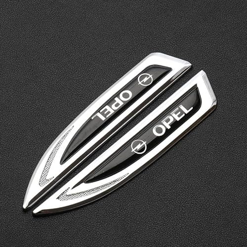 2Pcs Auto dekorative Logo Autoaufkleber Körper Dekoration, für OPEL, Schriftzug Logo Aufkleber Auto Tuning Zubehör,B Silver