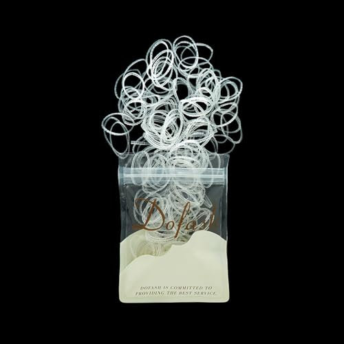 Dofash 2 * 75MM Polybands Hair Elastics Elastic Hair Ties Rubber Bands for Hair Elastic Hair Bands Hair Rubber Bands for Women's Hair - 200pcs (Clear)