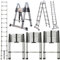 Échelle Télescopique 3,8m en Acier, Bricolage Escabeau Telescopique Pliable Extensible, Échelle Multifonction Ladder - Charge maximale : 150 kg