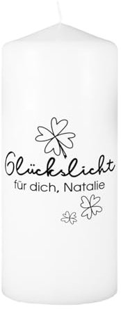 Herz & Heim® Kerze mit personalisierter Grußbotschaft (Glückslicht)