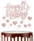 Happy 10th Birthday Cake Toppers, Rose Gold Cake Cupcake Toppers for Cake, Glitter Heart Stars Cake Toppers, Birthday Gift, Personalised Cake Toppers for Women Girls 10th Birthday Cake Decorations