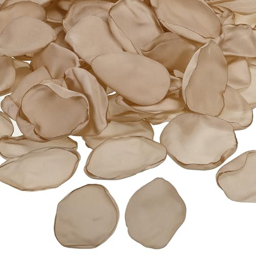 PATIKIL Silk Rose Petals, 100 Pcs Artificial Flower Petals for Wedding Decorations, Romantic Night, Aisle Scatter Petals, Champagne