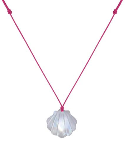 LES POULETTES BIJOUX - Collana Maglia Conchiglia di Capesante in Madreperla - Fucsia