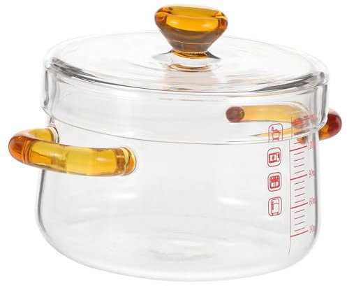 LABRIMP Double-Eared Glass Steamed Egg Bowl High Borosilicate for Home Cooking Kitchen Stew Pot Glass Casserole Dish Lid for Soup and Stew Preparation