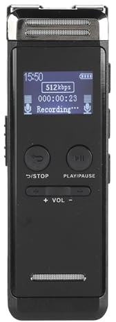 Diktiergerät, 32 GB, Digitales Diktiergerät mit Sprachsteuerung, Uhr, Wiedergabe, LCD-Bildschirm, Mikrofon, Lautsprecher, Kopfhöreranschluss, für Besprechung, Vorlesung, Interview