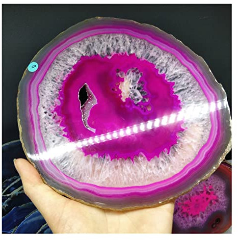 SLXWSXZE 15–18 cm große rosa und blaue Achatplatten, raue Natursteine, Scheiben, originelle Kristallquarz-Untersetzer und Halter, Küchenzubehör, Dekoration Quarzkristall(Blue)