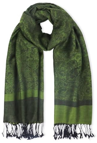vimate Pashmina Schals für Frauen-Dunkelgrün Seidige Pashmina Schals und Wraps für Hochzeiten Abend Party Kleider(DE-Style 1-Dunkelgrün)