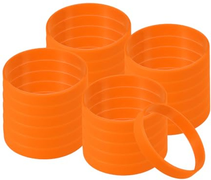 PATIKIL Silicone Bracelets, 100 Pack Colored Rubber Wristbands Blank Stretch Sports Bands for Adults Teen Sports Team Games, Orange