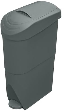 Slim Pedal-Operated Feminine Hygiene Bin, 20L Capacity – Space-Saving Nappy/Sanitary Bin for Narrow Bathrooms, Hands-Free Use, Grey