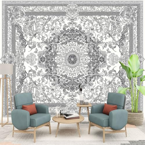 Papier Peint Panoramique Imprimés Ethniques Art Photo Murale Chambre Décor, Motif traditionnel Papier Peint intissé fond pour Chambre D'Enfant Salon Bureau Murale 300 x 210 cm