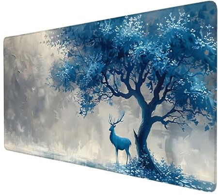 Mauspad Reh, Mauspad XXL 800x300 mm, Großes Schreibtischunterlage mit Baum Motiv, Gaming Mousepad mit Einer Speziellen Oberfläche Verbessert Geschwindigkeit und Präzision, für Spiel, Büro, Zuhause G-5
