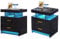 yoofun LED Bedside Table Set of 2 with Wireless Charging Station, Smart Black Nightstand Glass Top, High Gloss Sofa Side End Table with 2 Drawers for Living Room Bedroom