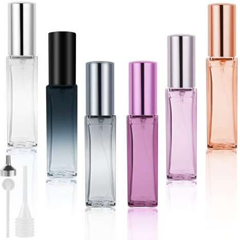 LOPHE Atomizador Perfume de Vidrio, 6 x 10ML Botella de Perfume Recargable, Portátil Frasco Pequeño para Perfume, Pulverizador Perfume Transparente para Viaje, Cita