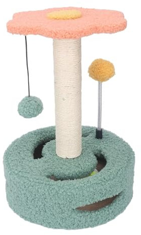 Tiragraffi per gatti, sisal, stabile, interattivo, tiragraffi con campana, per arrampicata, saltare, dormire, rilassarsi (rosa)