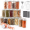 FoiiLiio Ronds Pot à Épices en Verre, 24 x 120ml Bocaux à Épices Françaises avec Couvercle Hermétique, Boite Epices pour Rangement de Épices Cuisine avec Tamis, 48 Étiquettes Vierges, Stylo, Entonnoir