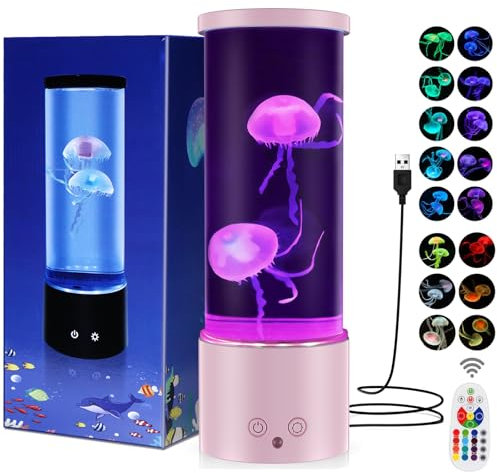 Soarling Quallen Lampe, Quallenlampe LED Quallen Lampe mit 17 Farben 4 Lichtmodi, Jellyfish Lamp Aquarium für Kinder Erwachsene, Quallenlampen Stimmungslicht für Entspannung Wohndekoration-Rosa