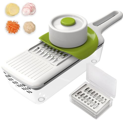 WAGENSTEIGER Stainless Steel Mandoline Slicer - Adjustable Multi-Blade Vegetable Slicer & Food Chopper with 6 Interchangeable Blades, Safe Hand Guard, Non-Slip Base & Catch Tray – Julienne Slicer