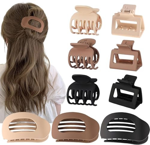 BAISEN - 9 Stück Klauenhaarspangen, 3 Stile, Damen, Matte, Haarstyling - Kleine, flache Haarspangen für Frauen, Mädchen, dünnes, dickes Haar