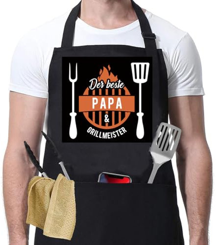 Zidoley Grillschürze - Geschenke für Papa, Beste Vatertagsgeschenk für Papa, Papa Geschenk Geburtstag, Geburtstagsgeschenk, Weihnachten Ostergeschenk Geschenke Vater von Sohn/Tochter/Kinder
