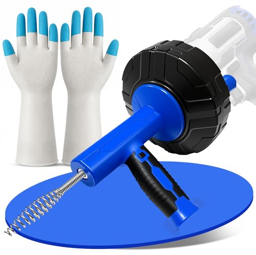 Desatascador Fregadero 7,6M - Cable Desatascador Tuberias con Función de Entrada y Salida Automática, Alambre Desatascador Tuberias Profesional con Guantes para Desagües, Cocina, Baño, Fregaderos