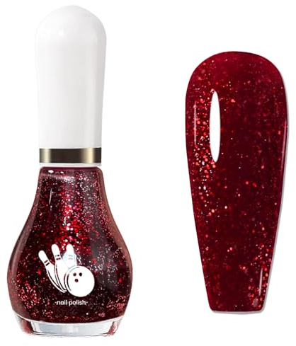 Red Glitter Nail Polish - Wine Red Nail Varnish - Burgundy nail polish Quick Dry - Shimmer Sparkly Nail Varnish - Breathable nail polish 60 Seconds Air Drying, Long Lasting for Women Christmas DIY