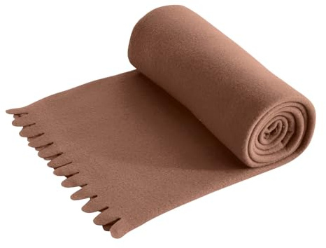wometo Wave Fleecedecke 120x160 Oeko-TEX ca. 300g braun | weiche Fleece Decke mit geschnittenem Wellenrand und Anti-Pilling