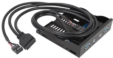 RASTKY Hub de Panneau Avant USB 3.0 Polyvalent, Adaptateur 3.5 Pouces pour une connectivité Rapide dans les Boîtiers D'ordinateur, Panneau en Résine et Fer pour les Joueurs (BLACK)