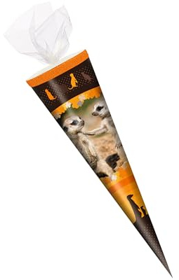 Livepac-Office Schultüte/Zuckertüte / 35cm / rund/Tüllverschluss/Erdmännchen