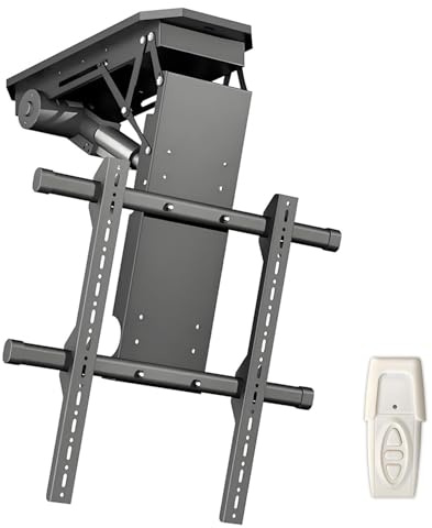 COAKUE Motorized TV Ceiling Mount, Motorized TV Mount, Adjustable Electric Flip Down Wall Bracket, Auto Lifting, 0-75° Angle, Fits 32-65/50-90 Inch TVs with Anti-Collision 32to65InchTVs