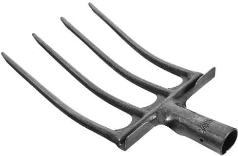 CATIEBYE Fourche de Jardin pour Préparation du Sol et Récolte des Cultures Robuste en Acier Argentées à 4 Dents pour l'agriculture Plantation