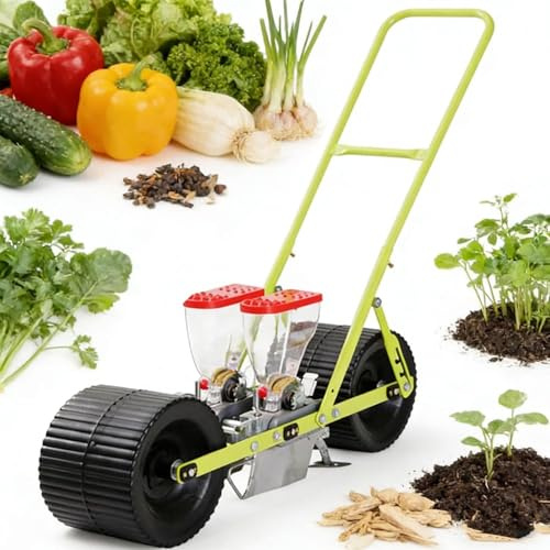 Handpressad grönsaksplanterare med justerbara rad- och djupinställningar, mobil såmaskin för sådd av majs, purjolök, spenat, rädisor - effektiv handtrycksdesign