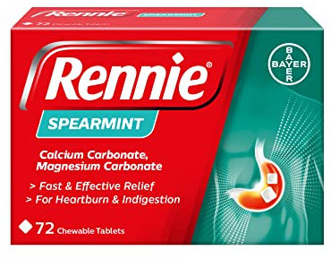 Rennie Antacids, Spearmint Flavour, 72 Count (Pack of 1)