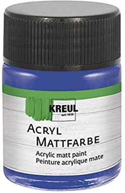 KREUL 75539 - Acryl Mattfarbe, blau im 50 ml Glas, cremig deckende, schnelltrocknende Farbe auf Wasserbasis, für viele verschiedene Untergründe geeignet