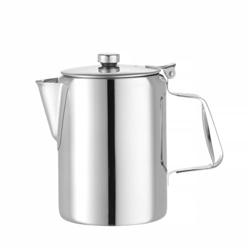 HENDI Kaffee-/Teekanne, mit Klappdeckel, Kaffeekanne, Wasserkessel Tropfwasserkocher, Kaffee, 0,6 L, ø97x(H)142mm, Edelstahl