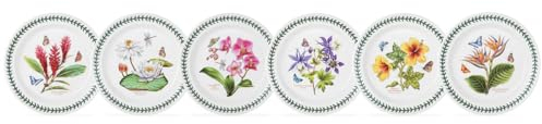 Portmeirion Exotic Botanic Garden Lot de 6 Assiettes Plates de 26,7 cm | Motifs Assortis | Faïence Fine | Passe au Lave-Vaisselle, au Micro-Ondes et au Four | Fabriquées en Angleterre