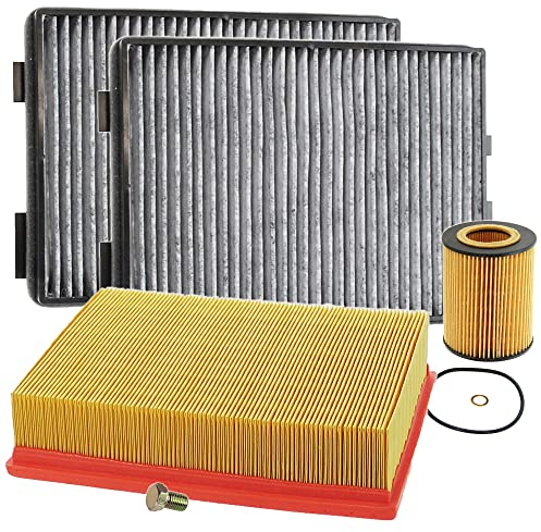 Inspektionspaket SET A 1x Luftfilter 2x Innenraumfilter (Pollenfilter) mit Aktivkohle 1x Ölfilter 1x Ölablass-Schraube 1x Dichtring für Ölablass-Schraube