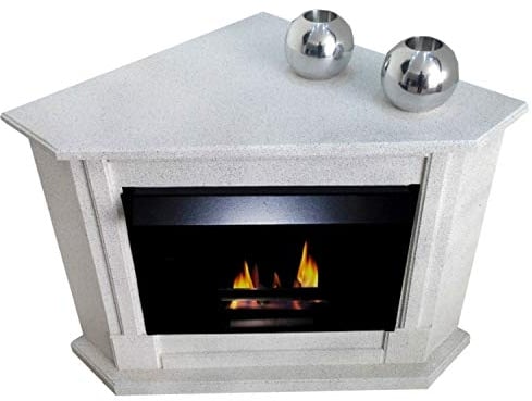 Kaminbau Mierzwa - chimenea de gel/etanol - chimenea de esquina de estufa - modelo Moscú - blanco brillante
