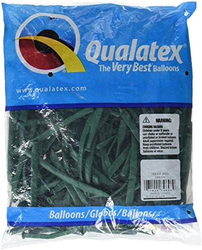 Qualatex 79698 260QGREEN100CT Modelling or Twisting Balloons, Green