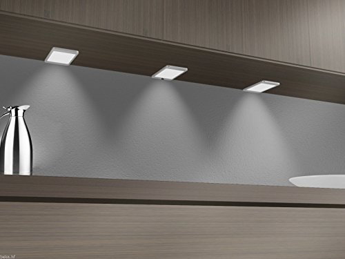 kalb Material für Möbel LED Unterbauleuchte 6Watt SET Sensor Küchenleuchte Einbauspot Einbaustrahler, Lichtfarbe:warmweiß, Setgröße:3er SET, Auswahl:mit Sensor