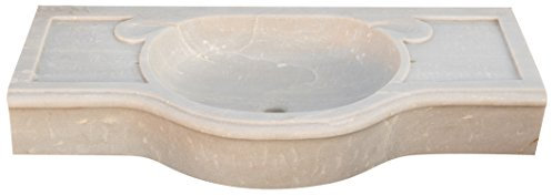 Biscottini Lavandino in marmo bianco 100x46x15 cm | Lavandino da esterno e interno | Lavabo pietra | Lavabo da appoggio pietra | Lavandino cucina