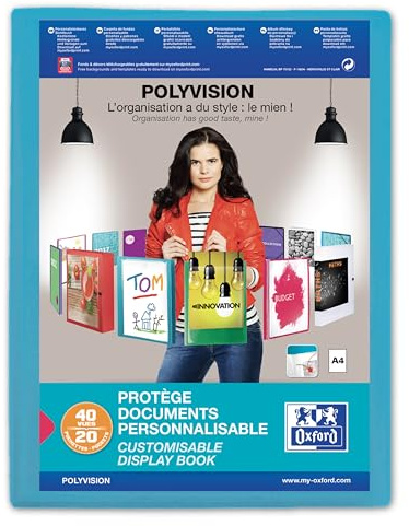 Oxford Sicht-Buch A4, Polyvision, Präsentations-Mappe mit 20 Hüllen, transparent, blau,1 Stück