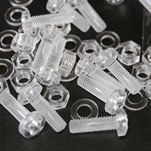 20er-Paket durchsichtige, klare M6 x 20mm Bolzen & Muttern mit Linsenkopf und Kreuzschlitz – Schrauben aus Plastik, Acryl, Kunststoff