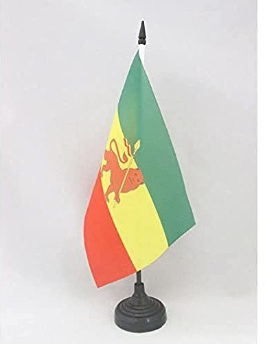 AZ FLAG - Tischflagge Äthiopien Mit Löwen - 21x14 cm - Äthiopien Tischfahne 14 x 21 Cm - Flaggen