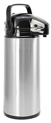 COM-FOUR® Pot à pompe isolé de 1,9 L - Airpot en acier inoxydable avec insert en verre - therme avec mécanisme de pompe (01 pièces - 1,9 litre)
