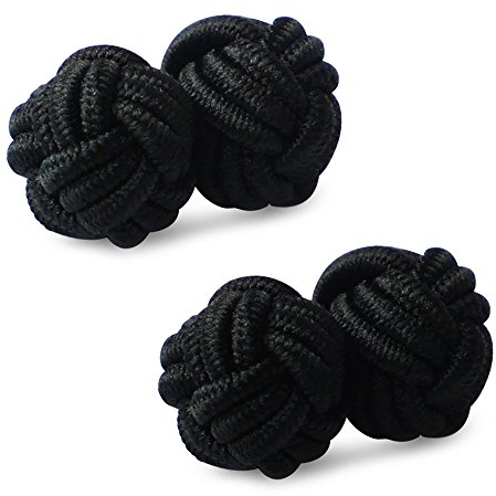 HONEY BEAR 1 Paar Herren/Damen Seide Stoff Knoten Seidenknoten Manschettenknöpfe für Hemd/Kleid,MEHRWEG