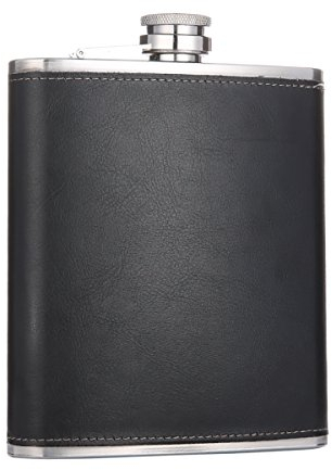TANEAXON Flasque à Whisky en Acier Inoxydable Grande Capacité avec Emballage en Cuir Noir 530 ml