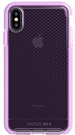 Tech21 Protective Apple iPhone XS Max Case Thin Patterned Back Cover with FlexShock - Evo Check - Ultra Violet